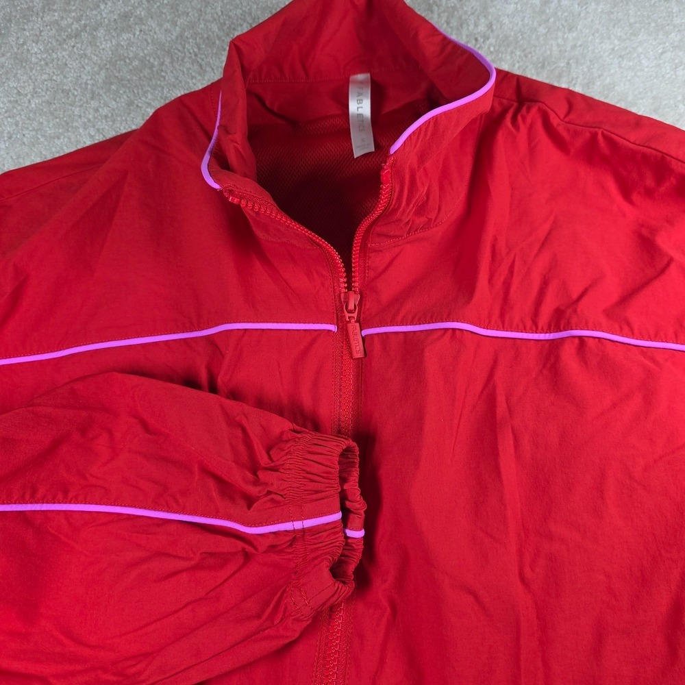 Fabletics Relay Track Jacket Mens S Red Vented Windproof Full-Zip Activewear